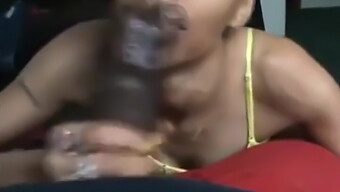 Amateur Black Slut Gives A Sloppy Deepthroat To A Big Black Cock