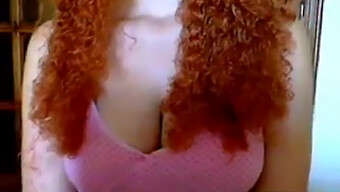 Redhead Amateur: Curly-Haired Busty Babe On Webcam