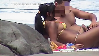 Brunette Teen Boyfriend Gets Pounded On The Beach