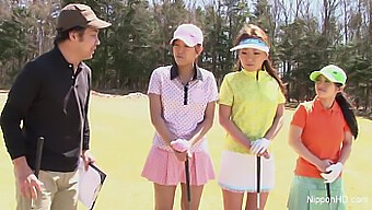 Asian Teen Girl Teases With Her Golf Skills