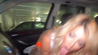 Tattooed Babe Gives A Big Black Cock A Blowjob In A Car