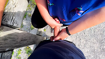 18 Year Old German Amateur Takes Extreme Risk For Outdoor Handjob