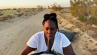 Ebony Beauty Gets A Public Blowjob And Cumshot